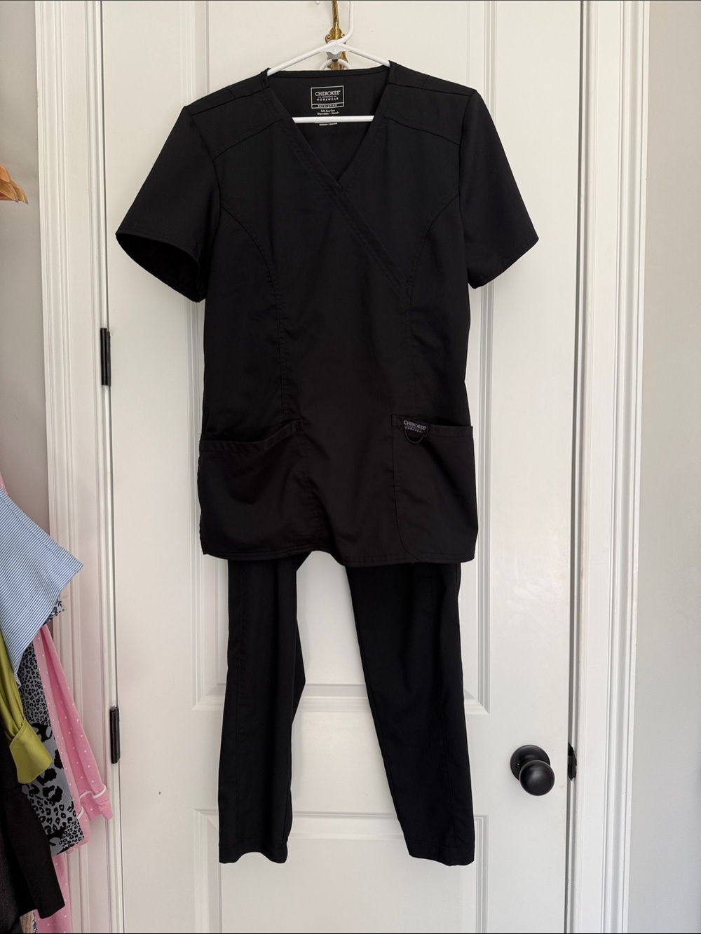 Cherokee Black V-Neck Women's Scrub Set